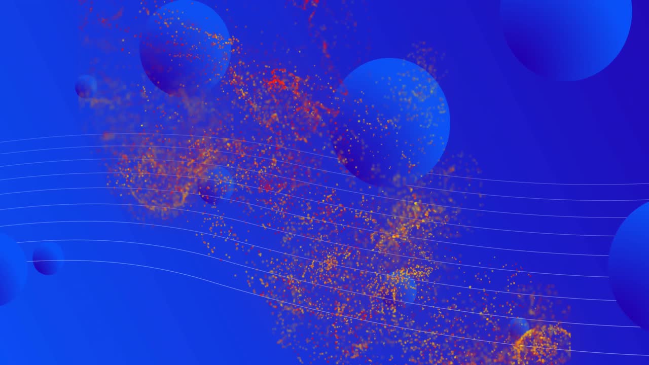 다채로운 배경 위에 움직이는 반 ⁇ 이는 불빛과 파도의 애니메이션