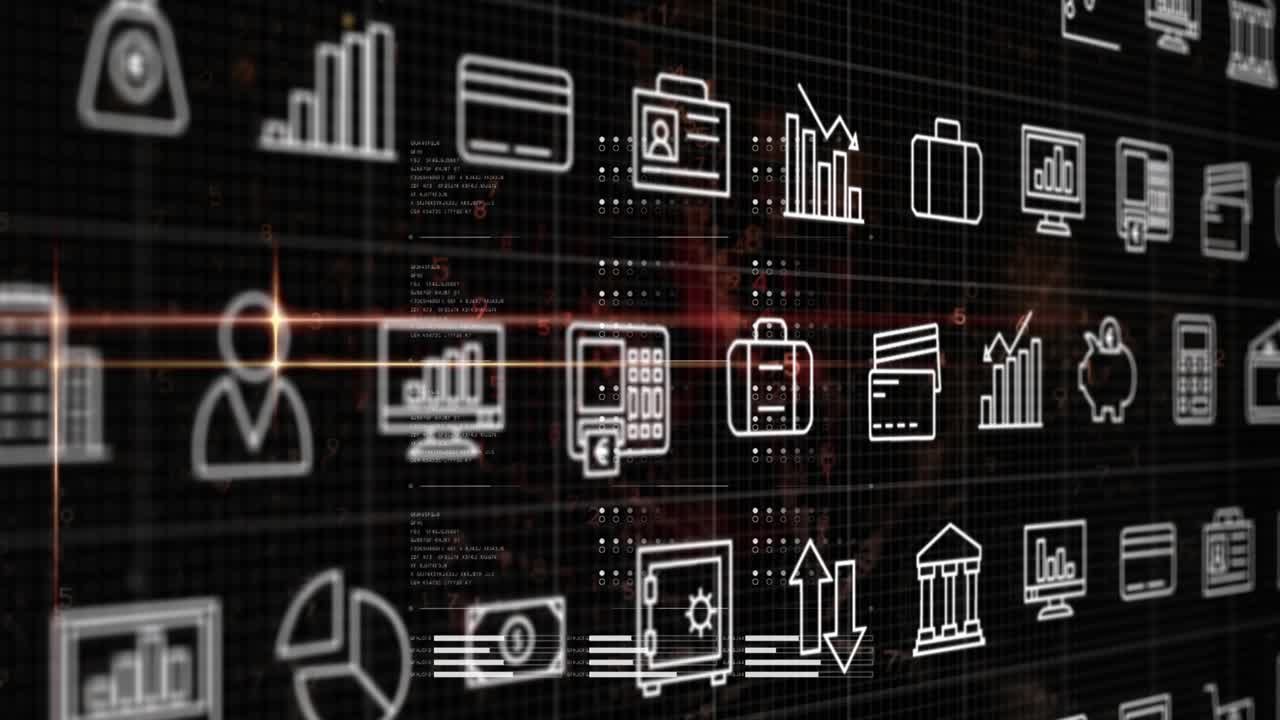 Animation of icons over data processing