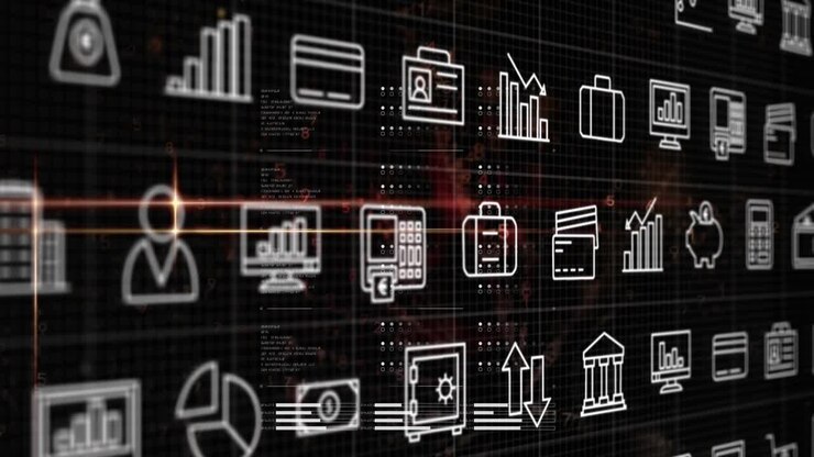 Animação de ícones sobre processamento de dados