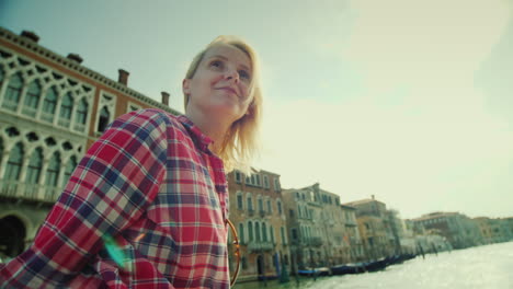 woman on boat in venice