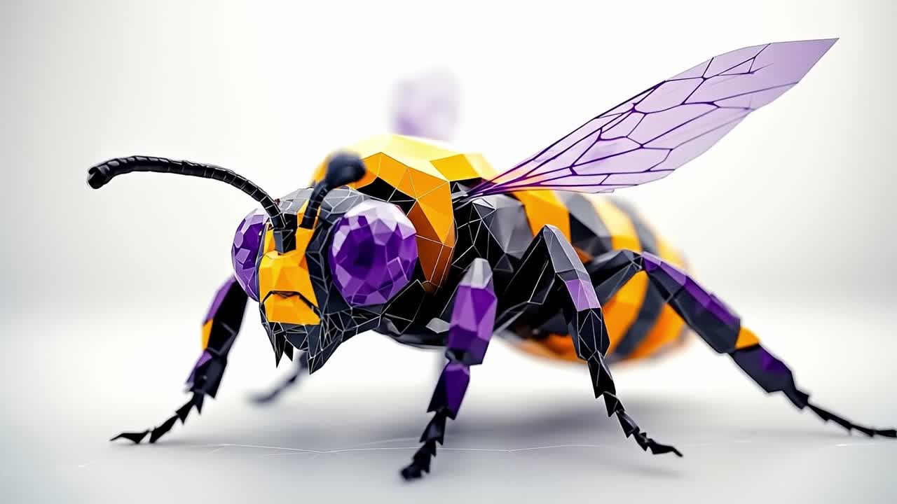 A 3D rendering of a bee made out of paper