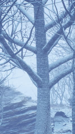 árboles cubiertos de nieve en un bosque helado