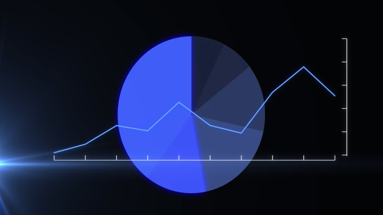 Animation of light trails over data processing on black background