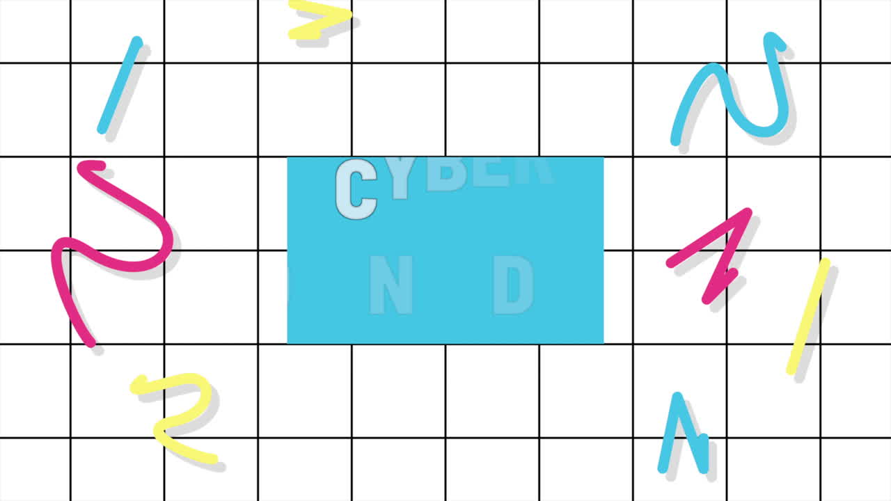 지그자그와 삼각형으로 된 멤피스 패턴의 사이버 월요일