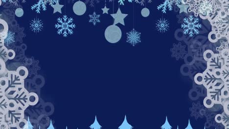 Animación-De-Adornos-Navideños-Sobre-Fondo-Azul.