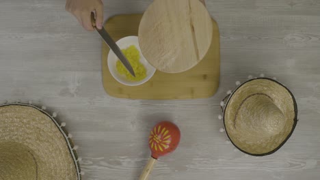 preparing a mexican dish