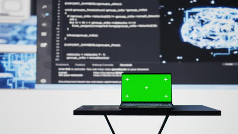 laptop showcases isolated mockup on a screen surrounded by ai brain systems