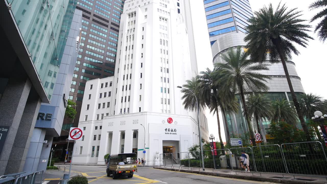 역사적인 건물과 함께 싱가포르 도시 풍경