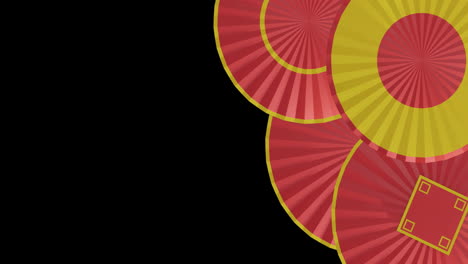 animation of chinese red and gold pattern with copy space on black background