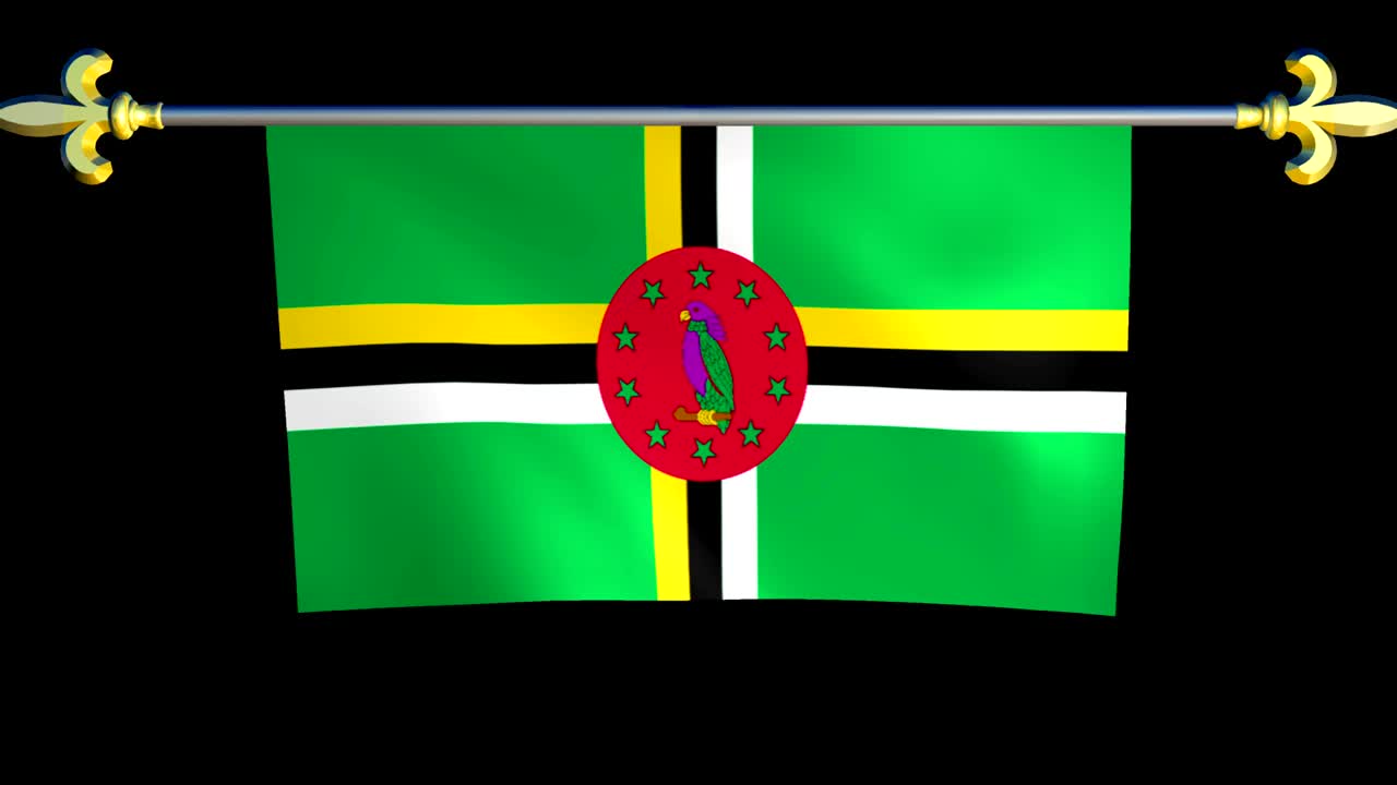 bandera animada de dominica con un gran bucle