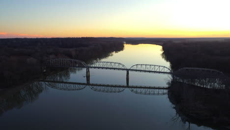 Aerial-view-of-New-Harmony-bridge-connecting-White-County,-Illinois-and-the-city-of-New-Harmony,-Indiana