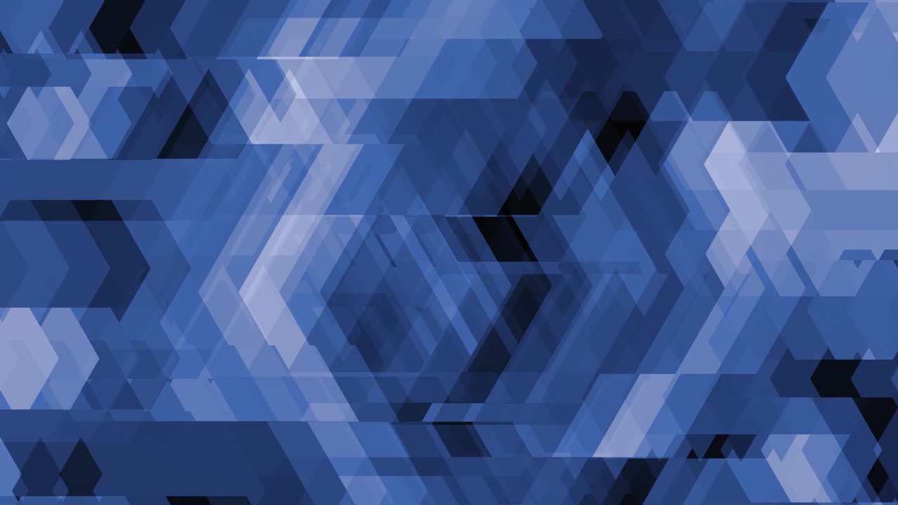 Layered intersecting polygons creating depth through subtle tonal transitions, overlapping blue geometric shapes flowing, slow motion graphic, loopable background animation