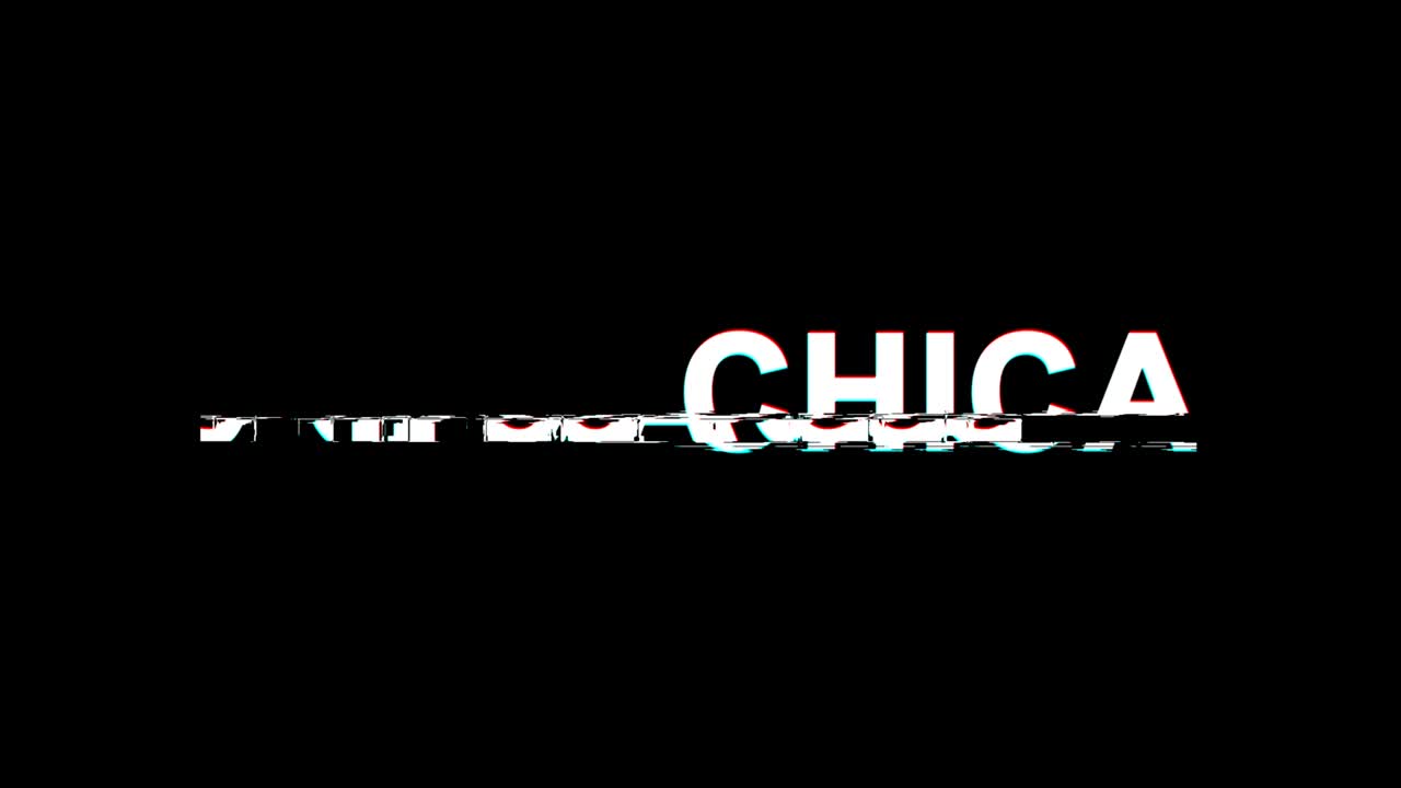efecto glitch de chicago texto distorsión de televisión digital animación en bucle 4k