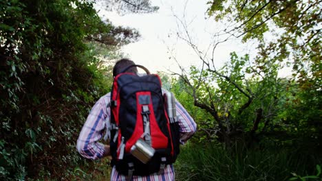 Rear-view-of-hiker-walking-