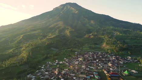 mount sumbing with rural view countryside and tobacco plantations