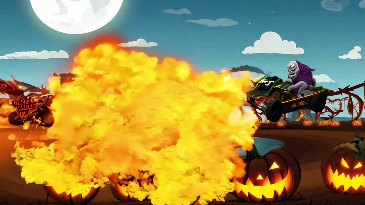 las carreras de camiones monstruosos de halloween