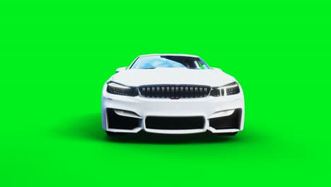 el coche blanco genérico 3d se estrella contra una botella de alcohol. concepto de conductor sobrio. animación en pantalla verde 4k.
