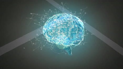 3d digital brain hologram glowing, radiating neural connection lines across dark backdrop