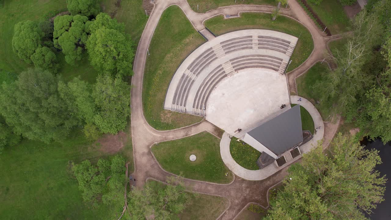 Aerial View of a Park with Amphitheater
