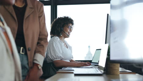 call center, woman and customer service