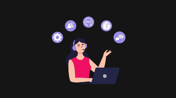 2D Woman Character Customer Support Animation On Alpha