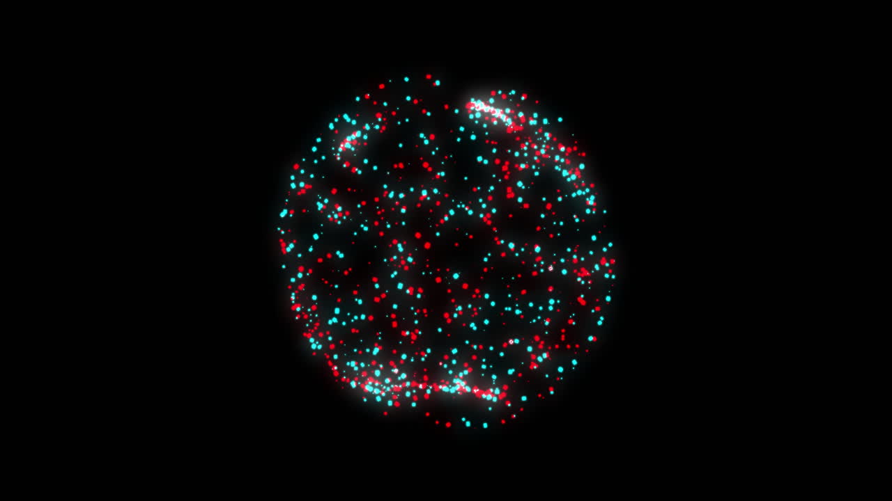 Animation of globe of connections and data processing over black background