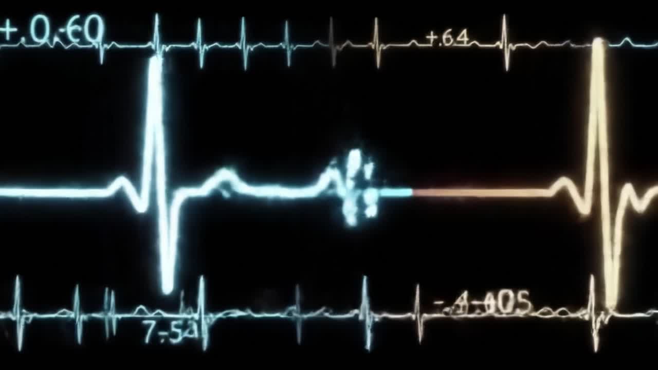 Captivating visuals of heartbeat patterns showcased on a medical monitor, highlighting vital signs during an examination in a hospital setting. The colorful display offers insights into heart health.
