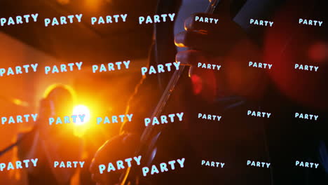 animation of party neon text in repetition over party partying