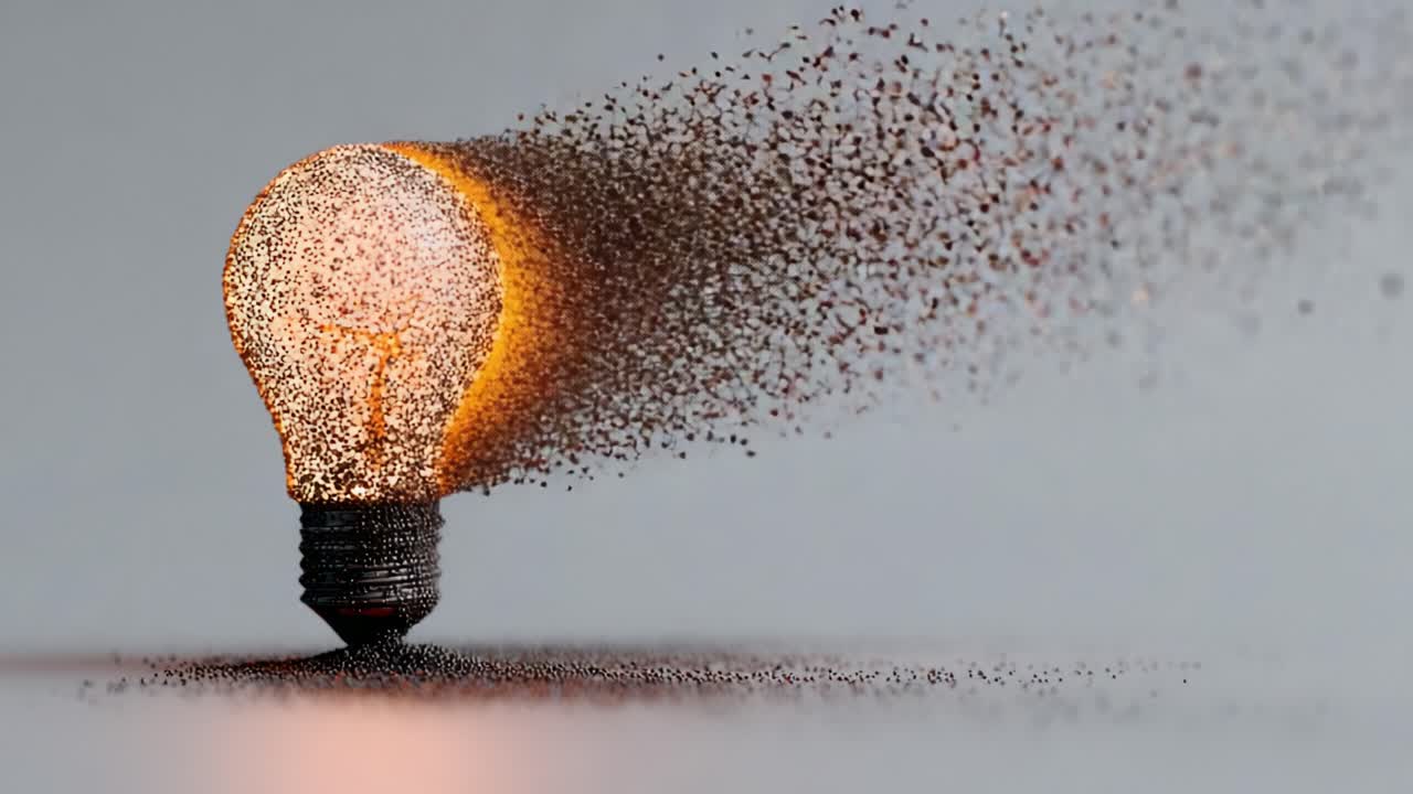 A Light Bulb Dissolving into Particles: Capturing the Aesthetic of Transformation and Illumination in Abstract Artistic Visuals