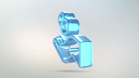 el icono del dinero está hecho de vidrio. icono de efectivo giratorio transparente con canal alfa de color azul verde. símbolo de bucle sin costuras figura 3d