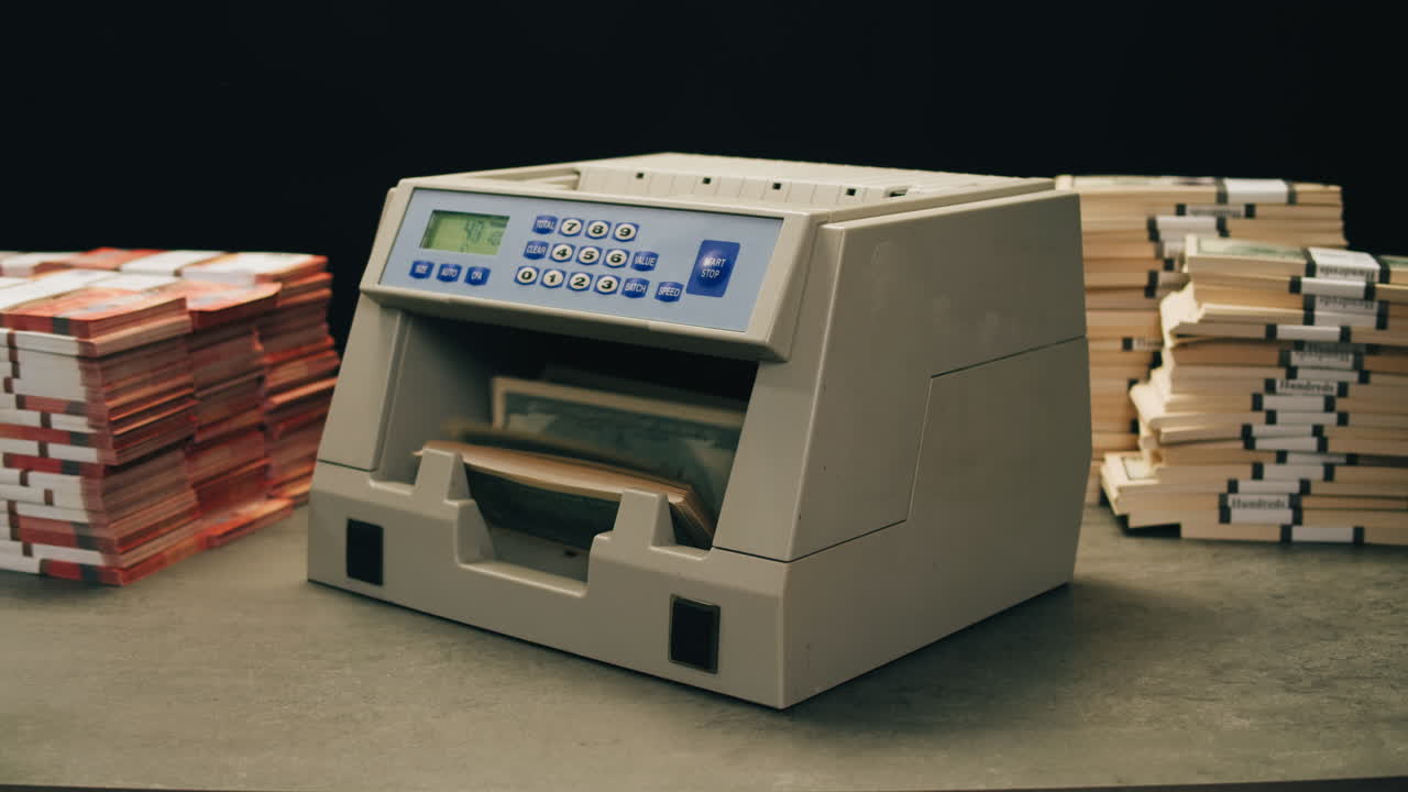 Specialised police officer Counting dollar banknotes in crime lab, conceptual image. High quality 4k footage