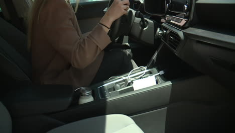 woman driving a modern car