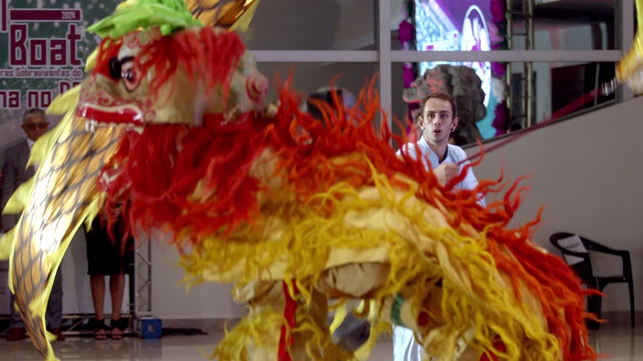 Cultural performance, Dragon, symbolic art, entertainment, slow motion