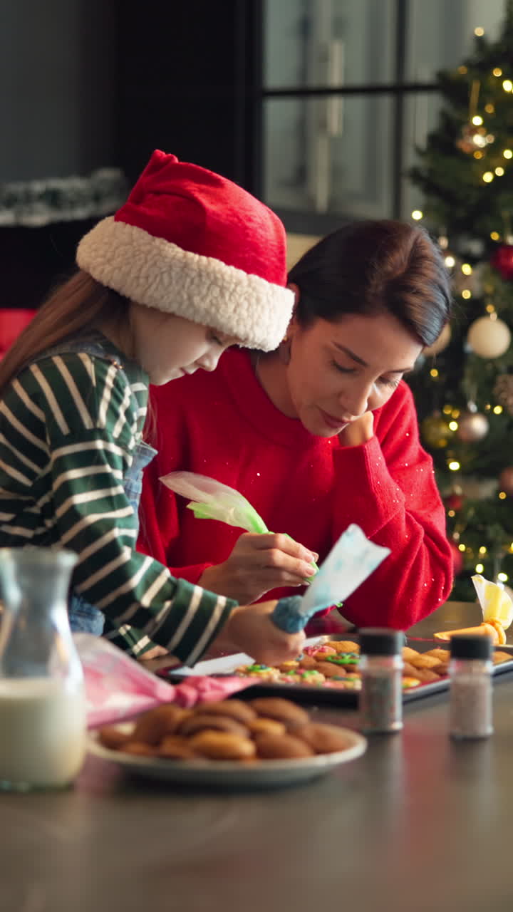 Mother and Daughter Baking Christmas Cookies Together