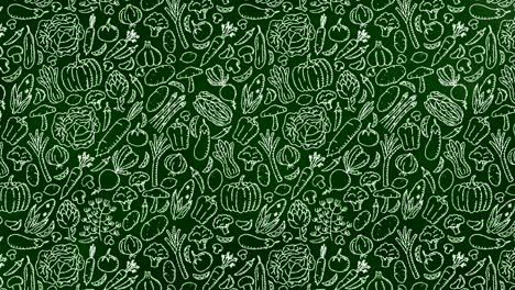 fondo de patrón móvil vegetal, niños dibujando a mano con tiza diseño conceptual, ilustración aislada en fondo de pizarra verde animación de bucle sin costuras 4k, con espacio de copia