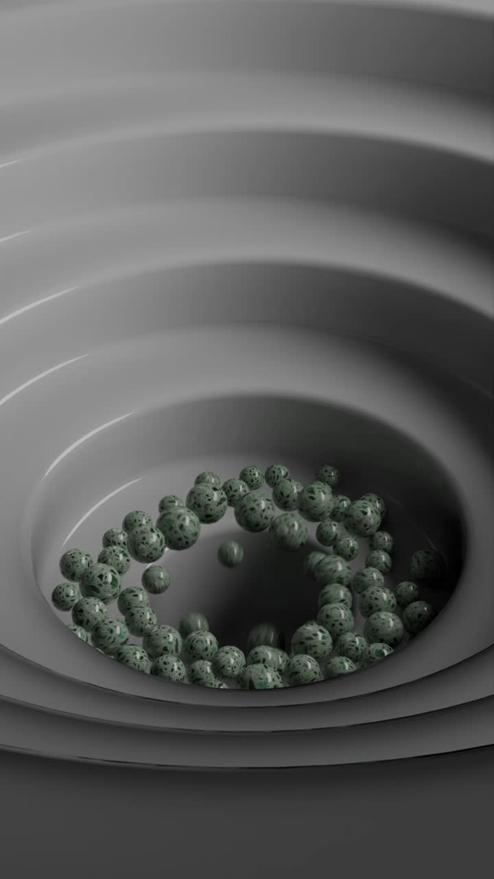 Abstract 3D Render of Marbled Spheres in a Concentric Spiral