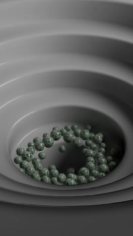 abstract 3d render of marbled spheres in a concentric spiral