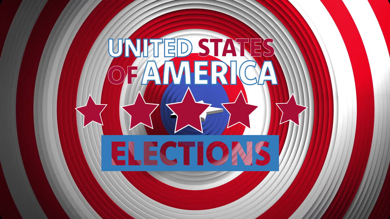 Animated US election theme with stars and flag, symbolizing democracy and voting.