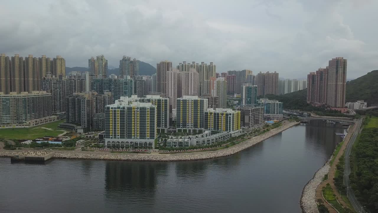 imágenes de aviones no tripulados de la ciudad de tsung kwan o, hong kong