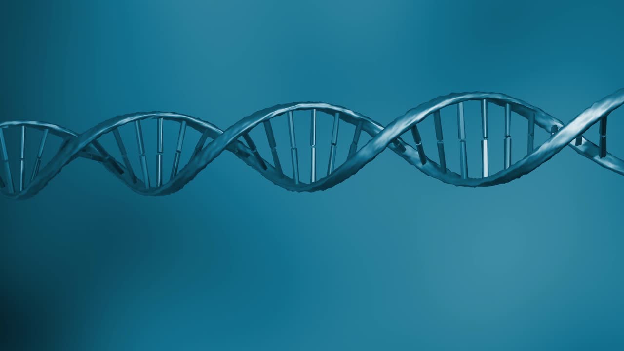 animación de la cadena de adn sobre un fondo azul