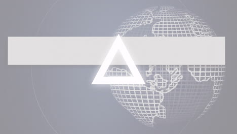 rotating triangle and circle animation over wireframe globe, digital art illustration