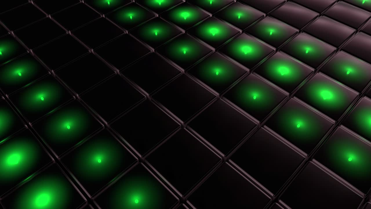 Abstract Dark Grid with Green Lights