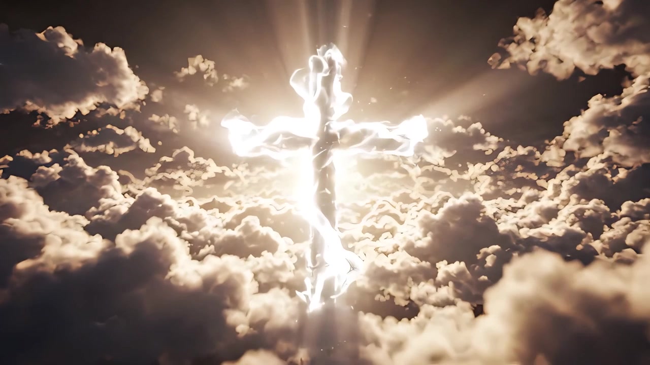Sfondo per Adorazione 4K: Croce Cristiana e Luce Celeste