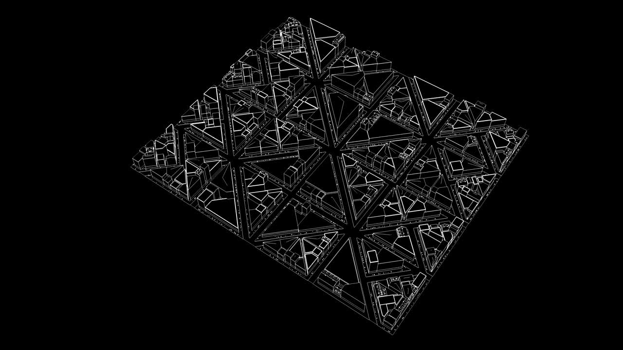 スケッチされた黒い街で飛ぶ 無縫にループできる