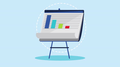 statistics infographic in paperboard animation