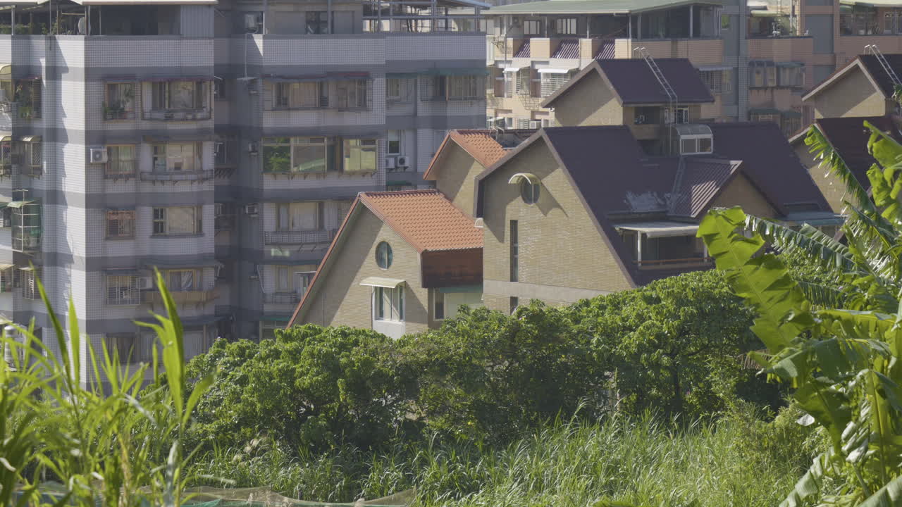 Taiwan Rural Outskirts: Villa and Apartments Beside Green Landscape
