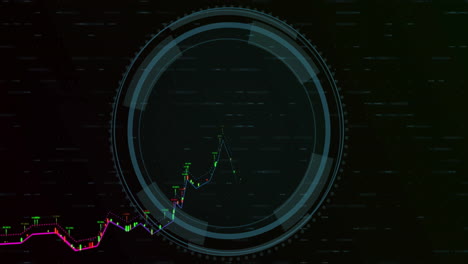 animación del escaneo del alcance y el procesamiento de datos financieros