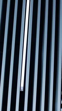 long white panels decorating the room. lamps of daylight are a detail of room design. vertical video