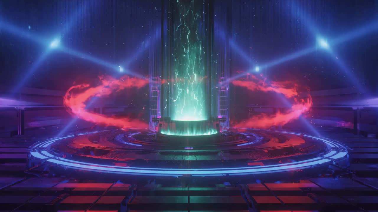 Futuristic Energy Core with Vibrant Lights and Rings