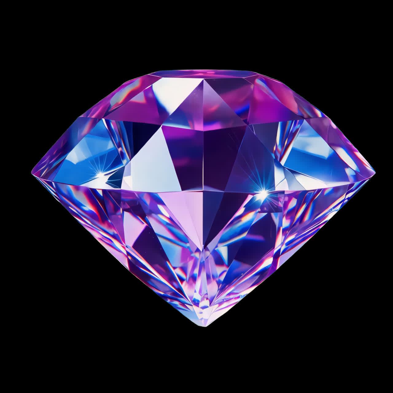 Vibrant geometric purple diamond animation isolated asset, transparent 4K video, alpha channel